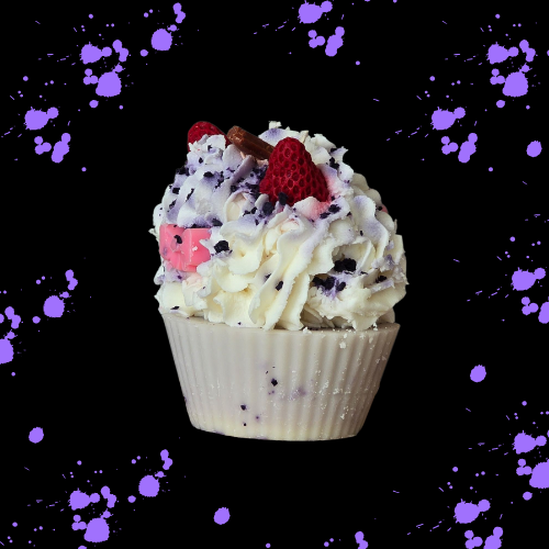 White and Purple cupcake candle