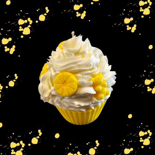 Lemon pound cake cupcake candle