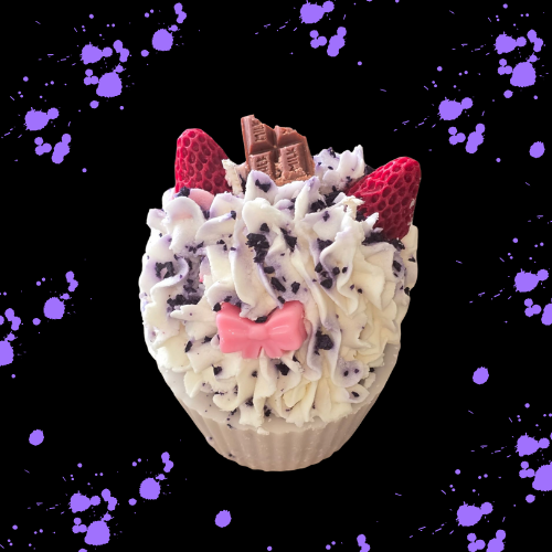 White and Purple cupcake candle