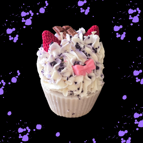 White and Purple cupcake candle