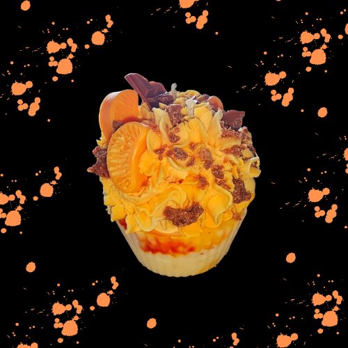 White and Orange Cupcake candle