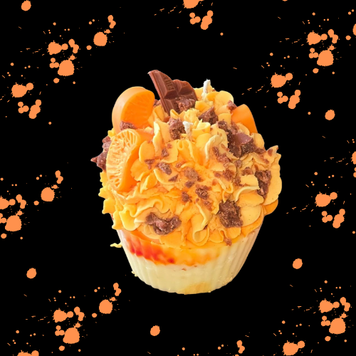 White and Orange Cupcake candle