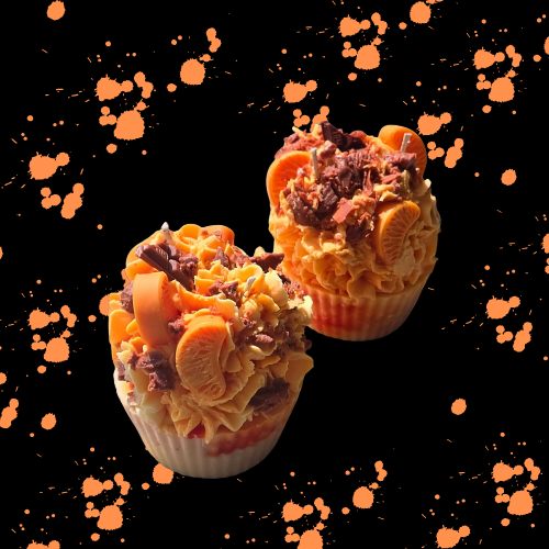 White and Orange Cupcake candle