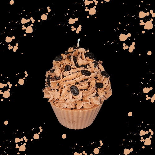 Coffee cupcake candle with brown whip