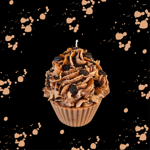 Coffee cupcake candle with brown whip